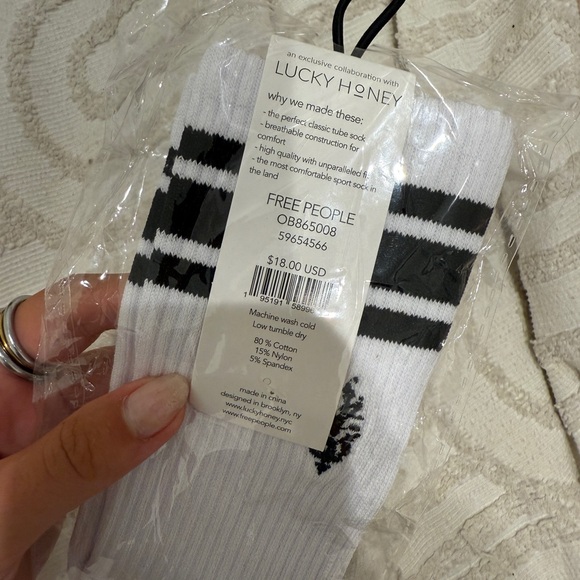 Free People White and Black Striped Socks - Picture 2 of 3
